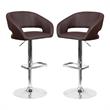 Home Square Faux Leather Bar Stool in Brown Finish - Set of 2