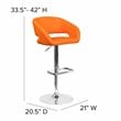 Home Square Faux Leather Adjustable Bar Stool in Orange Finish - Set of 2