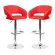 Home Square Faux Leather Adjustable Bar Stool in Red Finish - Set of 2