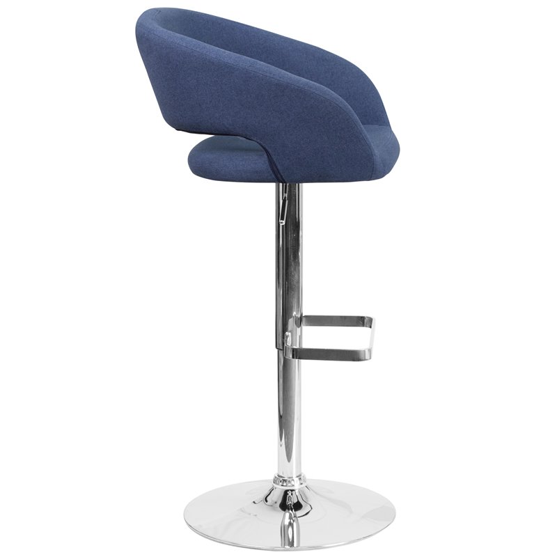 Home Square Fabric Adjustable Swivel Bar Stool in Blue Finish - Set of 2