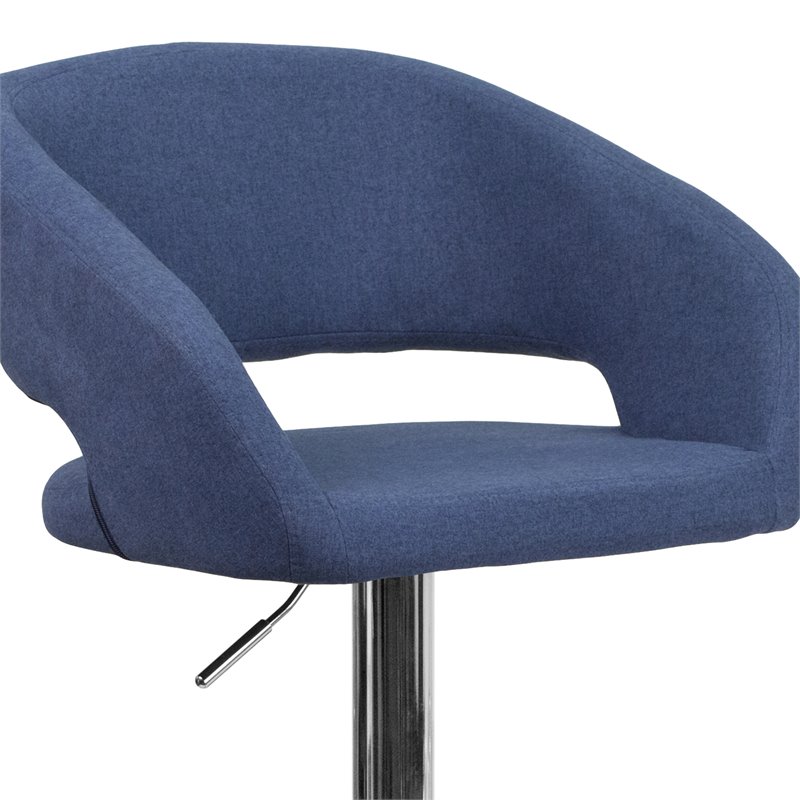 Home Square Fabric Adjustable Swivel Bar Stool in Blue Finish - Set of 2
