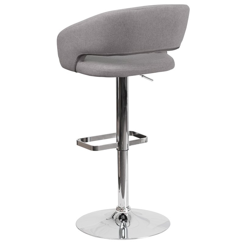 Home Square Fabric Adjustable Swivel Bar Stool in Gray Finish - Set of 2