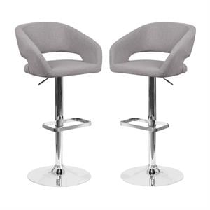 Home Square Fabric Adjustable Swivel Bar Stool in Gray Finish - Set of 2