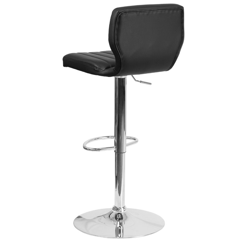 Home Square Faux Leather Bar Stool in Black Finish - Set of 2