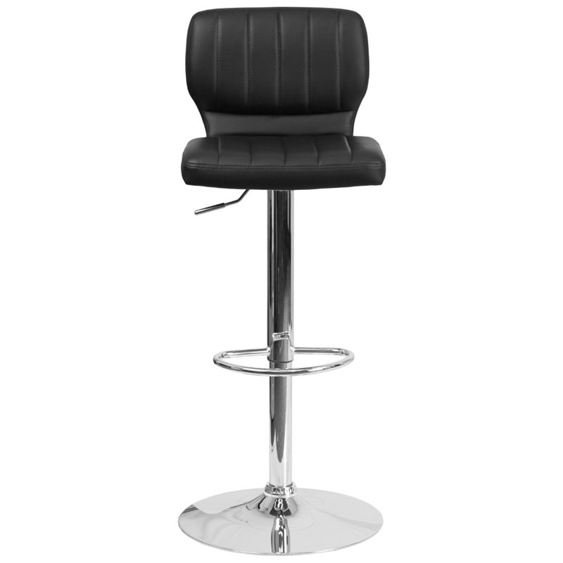 Home Square Faux Leather Bar Stool in Black Finish - Set of 2