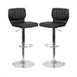 Home Square Faux Leather Bar Stool in Black Finish - Set of 2
