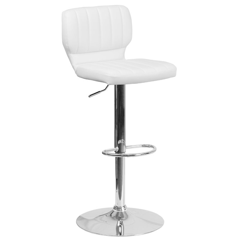 Home Square Faux Leather Vinyl Upholstery Bar Stool in White - Set of 2