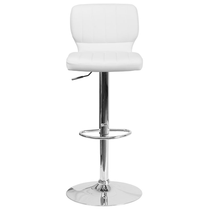 Home Square Faux Leather Vinyl Upholstery Bar Stool in White - Set of 2