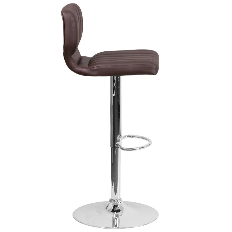 Home Square Faux Leather Vinyl Upholstery Bar Stool in Brown - Set of 2