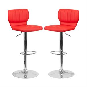 Home Square Faux Leather Vinyl Upholstery Bar Stool in Red - Set of 2