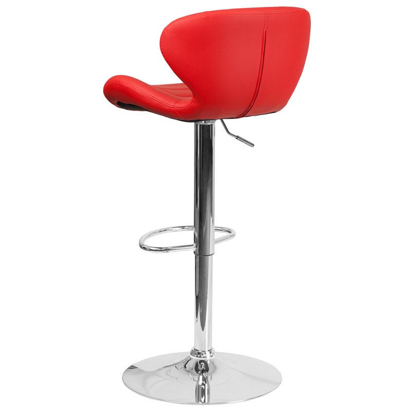 Home Square Faux Leather Adjustable Bar Stool in Red - Set of 2