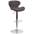 Home Square Charcoal Fabric Adjustable Bar Stool in Black Finish - Set of 2