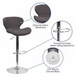 Home Square Charcoal Fabric Adjustable Bar Stool in Black Finish - Set of 2