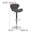 Home Square Charcoal Fabric Adjustable Bar Stool in Black Finish - Set of 2