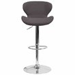 Home Square Charcoal Fabric Adjustable Bar Stool in Black Finish - Set of 2