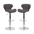 Home Square Charcoal Fabric Adjustable Bar Stool in Black Finish - Set of 2