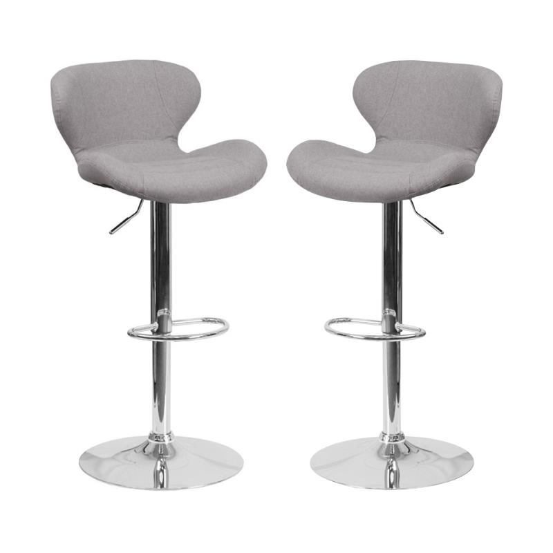 Home Square Charcoal Fabric Adjustable Bar Stool in Gray Finish - Set of 2