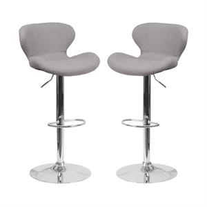 home square charcoal fabric adjustable bar stool in gray finish - set of 2