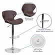 Home Square Adjustable Vinyl Upholstery Bar Stool in Brown - Set of 2