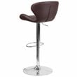 Home Square Adjustable Vinyl Upholstery Bar Stool in Brown - Set of 2