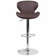 Home Square Adjustable Vinyl Upholstery Bar Stool in Brown - Set of 2