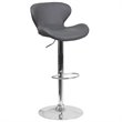 Home Square Adjustable Vinyl Upholstery Bar Stool in Gray - Set of 2