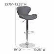 Home Square Adjustable Vinyl Upholstery Bar Stool in Gray - Set of 2