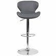 Home Square Adjustable Vinyl Upholstery Bar Stool in Gray - Set of 2