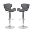 Home Square Adjustable Vinyl Upholstery Bar Stool in Gray - Set of 2