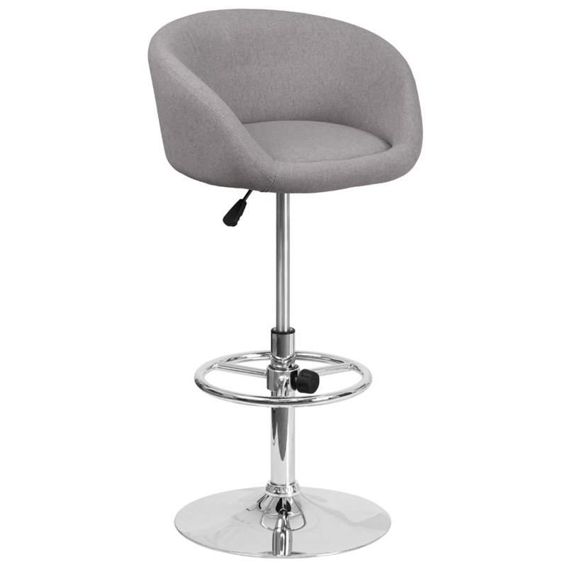 Home Square Fabric Adjustable Bar Stool in Gray Finish - Set of 2