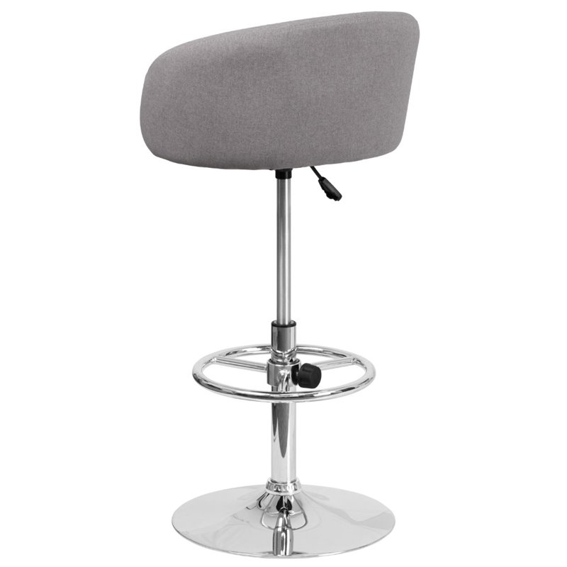 Home Square Fabric Adjustable Bar Stool in Gray Finish - Set of 2