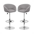 Home Square Fabric Adjustable Bar Stool in Gray Finish - Set of 2