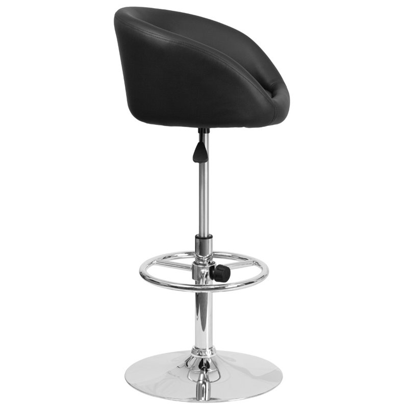Home Square Adjustable Vinyl Upholstery Bar Stool in Black Finish - Set of 2