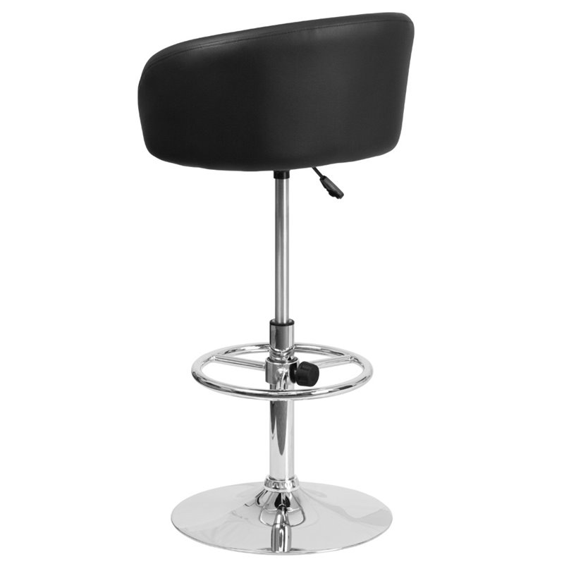 Home Square Adjustable Vinyl Upholstery Bar Stool in Black Finish - Set of 2