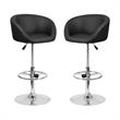 Home Square Adjustable Vinyl Upholstery Bar Stool in Black Finish - Set of 2