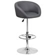Home Square Adjustable Vinyl Upholstery Bar Stool in Gray Finish - Set of 2
