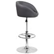 Home Square Adjustable Vinyl Upholstery Bar Stool in Gray Finish - Set of 2