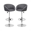 Home Square Adjustable Vinyl Upholstery Bar Stool in Gray Finish - Set of 2