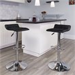 Home Square Faux Leather Adjustable Low Back Bar Stool in Black - Set of 2