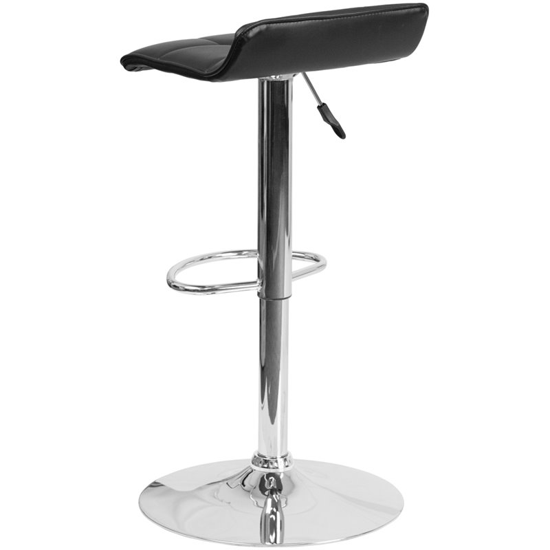 Home Square Faux Leather Adjustable Low Back Bar Stool in Black - Set of 2