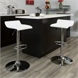 Home Square Faux Leather Adjustable Low Back Bar Stool in White - Set of 2