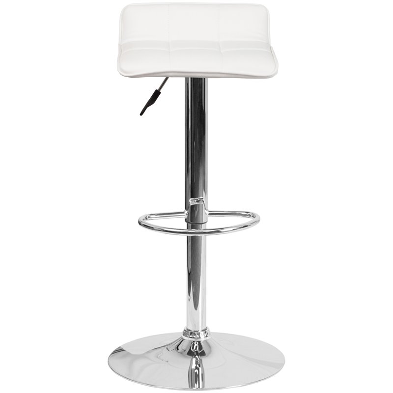 Home Square Faux Leather Adjustable Low Back Bar Stool in White - Set of 2