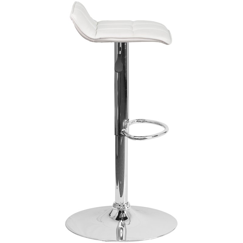Home Square Faux Leather Adjustable Low Back Bar Stool in White - Set of 2