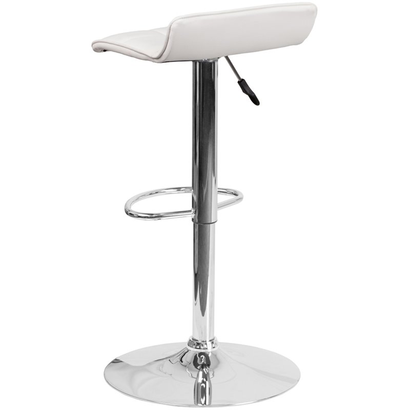 Home Square Faux Leather Adjustable Low Back Bar Stool in White - Set of 2