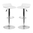 Home Square Faux Leather Adjustable Low Back Bar Stool in White - Set of 2