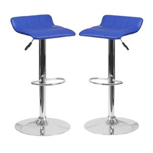 home square faux leather adjustable mid back bar stool in blue - set of 2