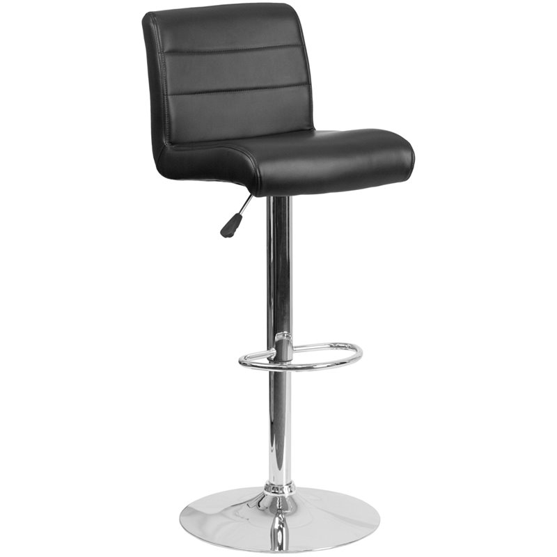 Home Square Adjustable Mid Back Bar Stool in Black - Set of 2