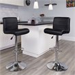 Home Square Adjustable Mid Back Bar Stool in Black - Set of 2