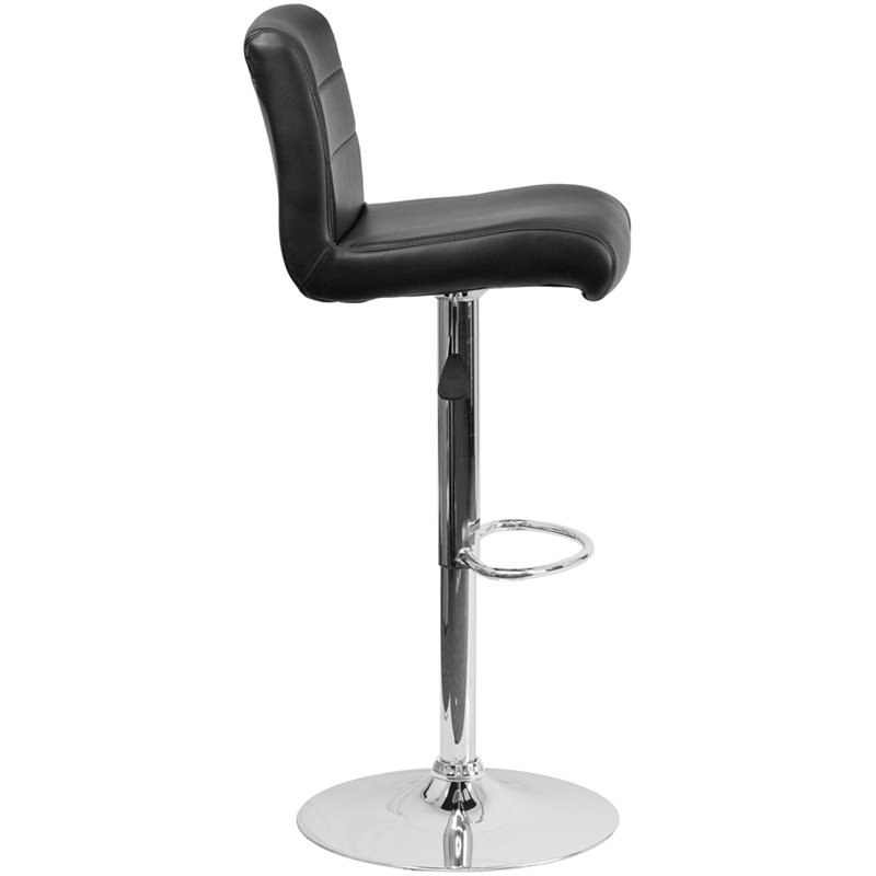 Home Square Adjustable Mid Back Bar Stool in Black - Set of 2
