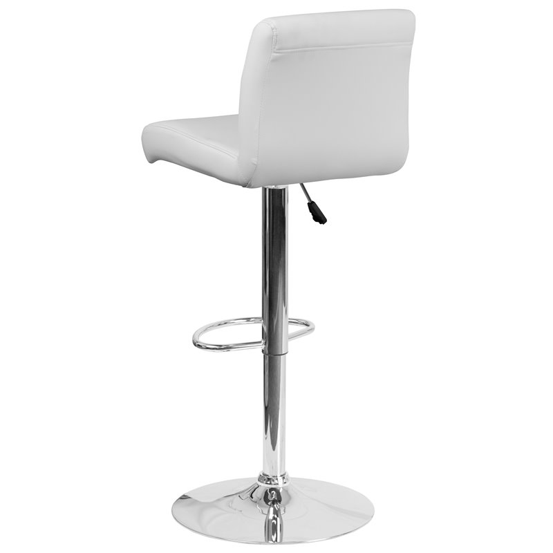 Home Square Faux Leather Adjustable Bar Stool in White - Set of 2